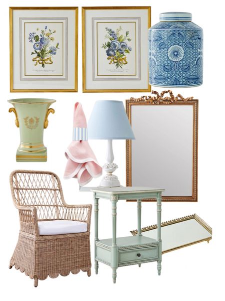 New Caitlin Wilson home traditional decor beauties - scalloped furniture, antique finds, botanical prints, blue and white home 

#LTKHome