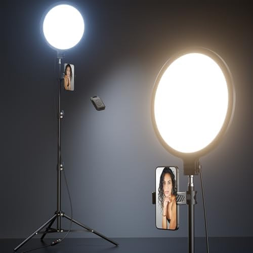 10.5" Ring Light with 69" Tripod Stand and Phone Holder Kit, Full-Screen Zoom Lighting for Video ... | Amazon (US)