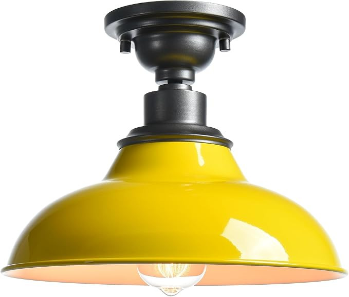 SAMTEEN Industrial Semi Flush Mount Ceiling Light 1-Light Barn Light Fixture Ceiling 12-Inch Farm... | Amazon (US)