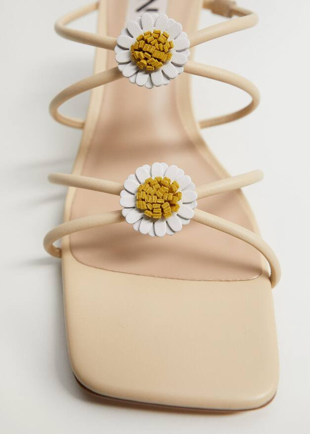 Flowered heel leather sandals | MANGO (US)