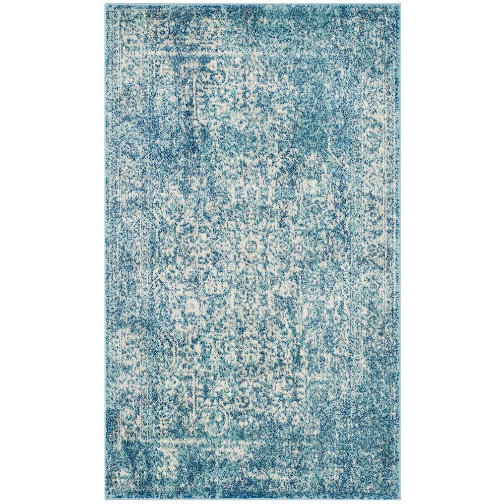 Safavieh Evoke Blue/Ivory 3 ft. x 5 ft. Area Rug-EVK256C-3 - The Home Depot | The Home Depot