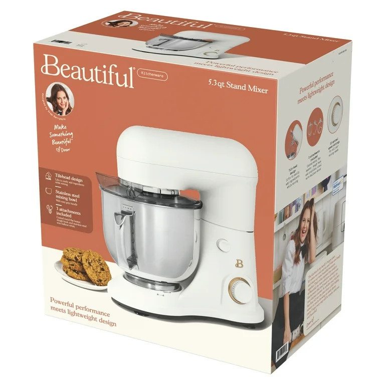 Beautiful 5.3 Qt Stand Mixer, Lightweight & Powerful with Tilt-Head, White Icing by Drew Barrymor... | Walmart (US)