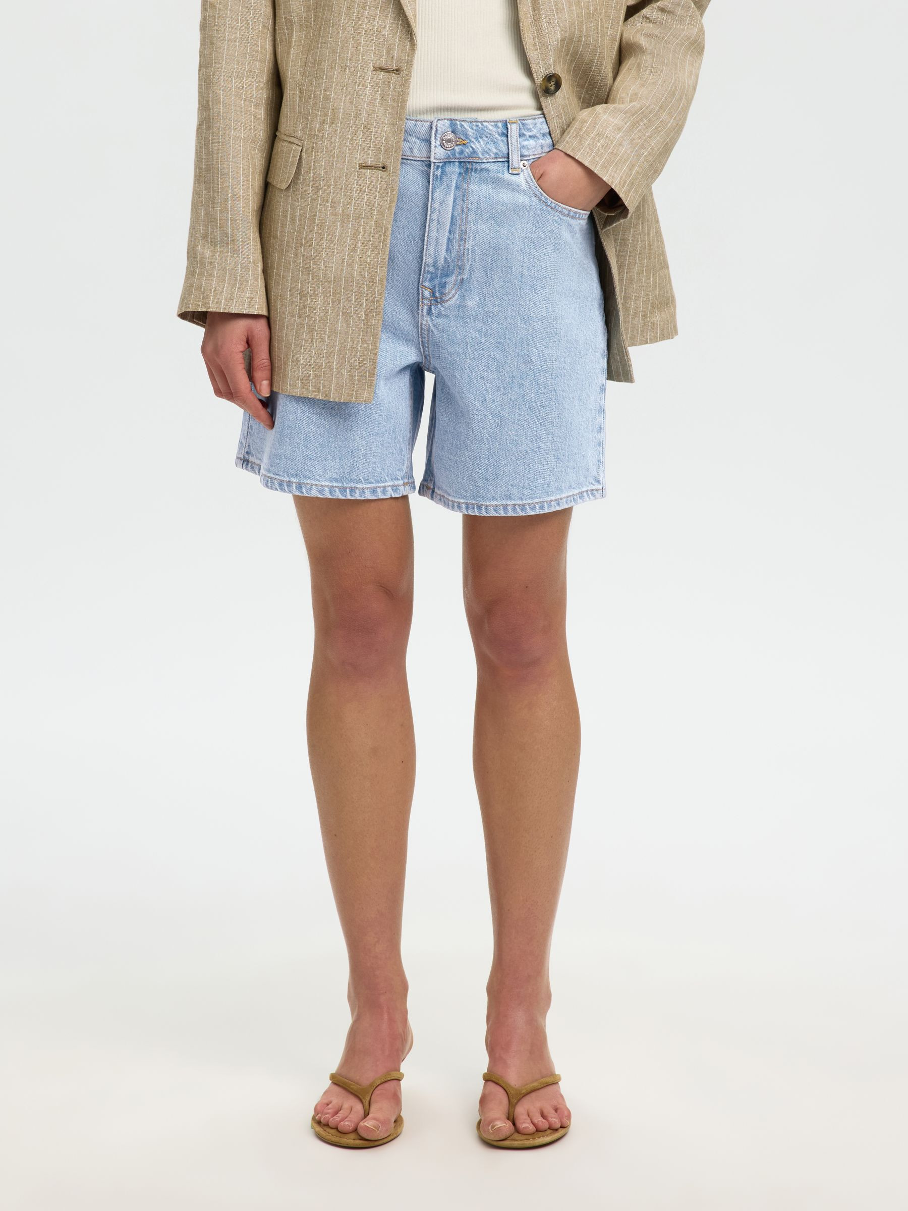HIGH-WAISTED DENIM SHORTS | Blue | Selected | Selected