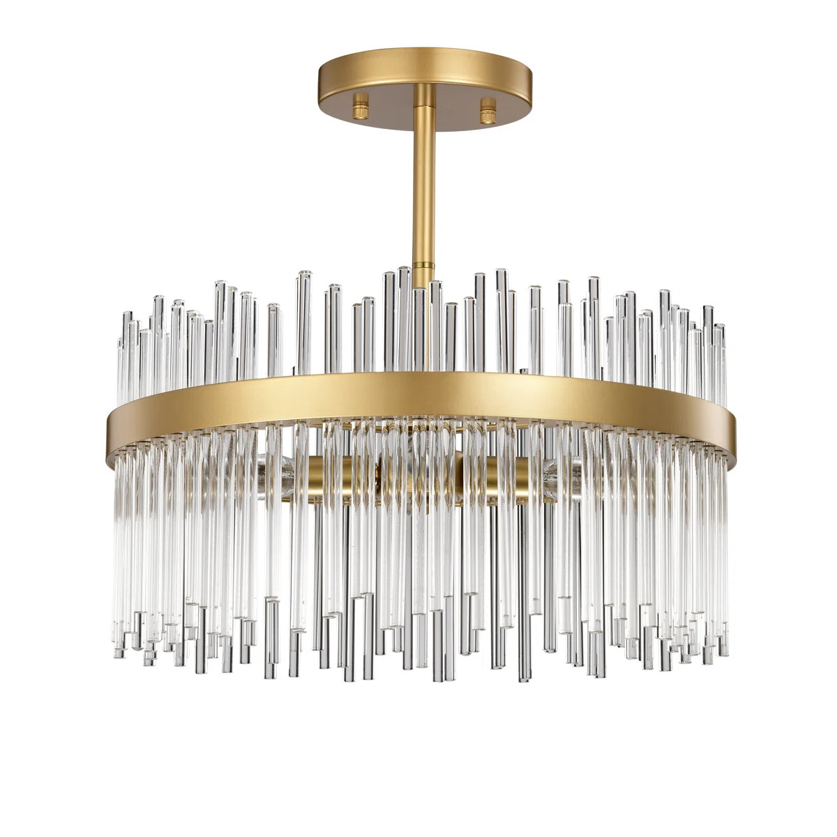 Iola 17" Glossy Bronze Drum Flush Mount with Clear Glass Bars | Wayfair North America