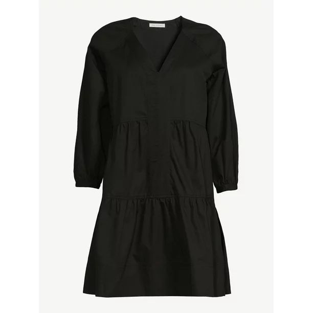 Free Assembly Women's Tiered Mini Dress with Long Sleeves, Sizes XS-XXL | Walmart (US)