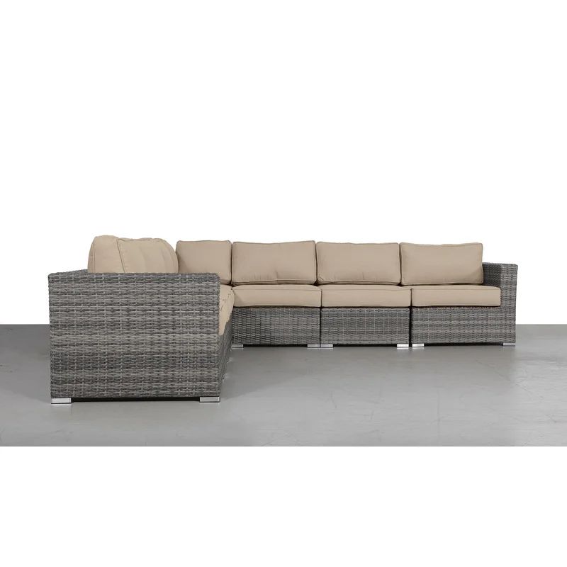 Cleo Fully Assembled 122'' Wide Outdoor Wicker Reversible Patio Sectional with Sunbrella Cushions | Wayfair North America