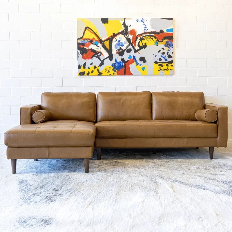 Matilda 101" Wide Genuine Leather Sofa & Chaise | Wayfair North America