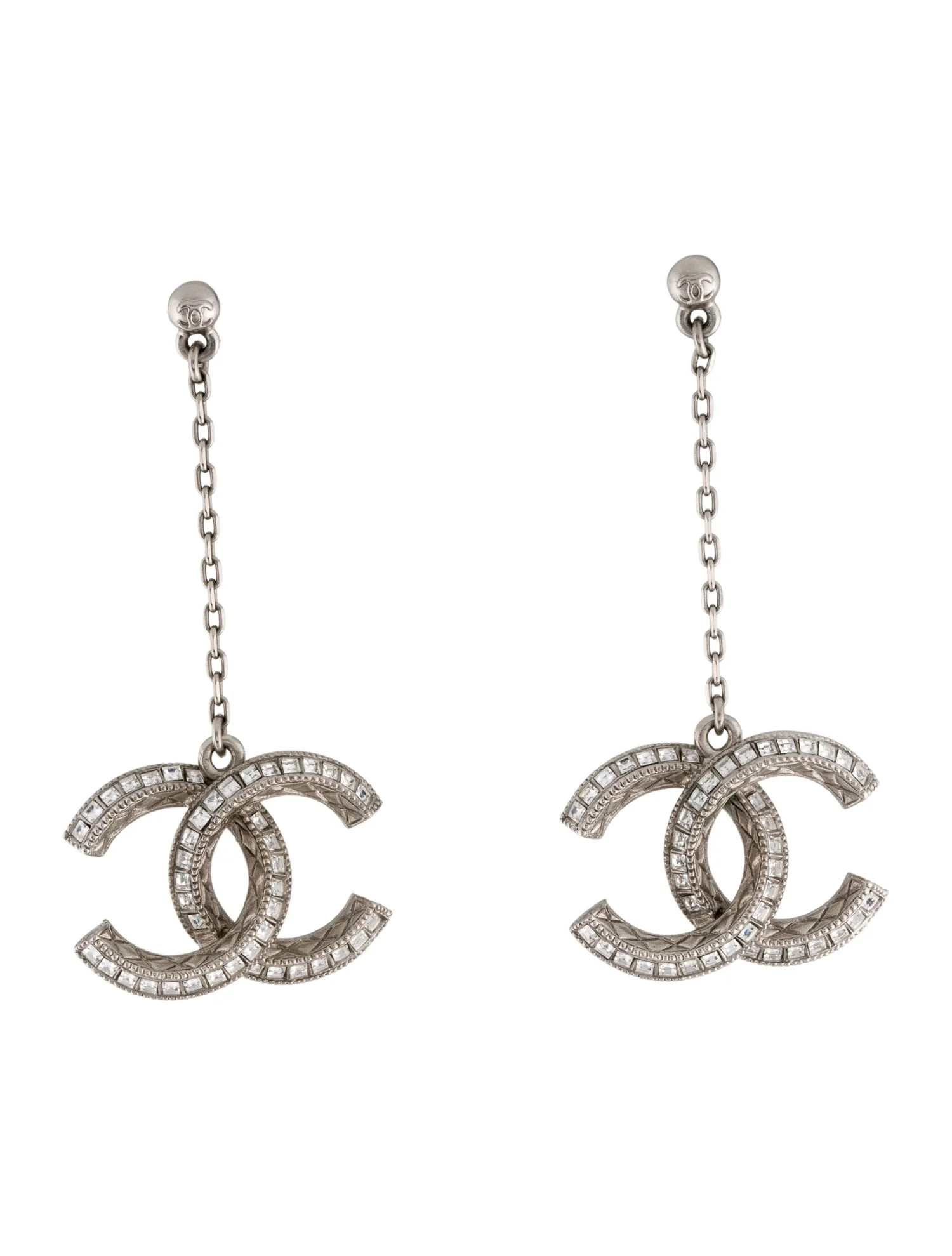 Strass CC Chain Drop Earrings | The RealReal