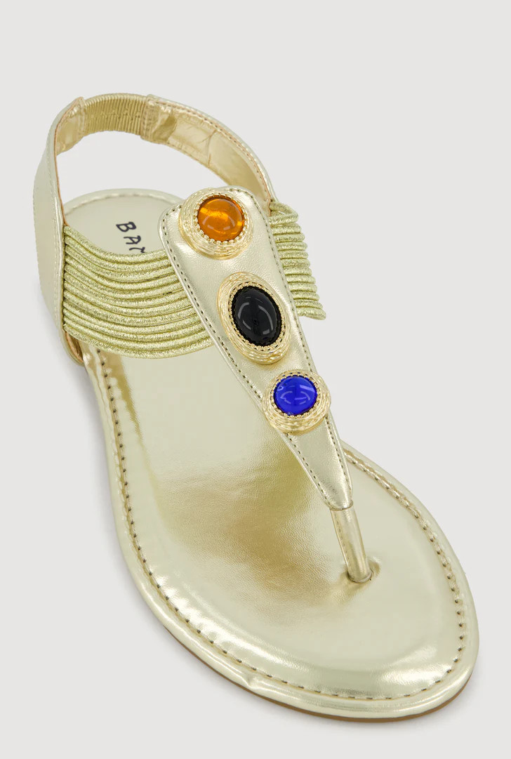 Gemstone Corded T Strap Thong Sandals | Rainbow Shops