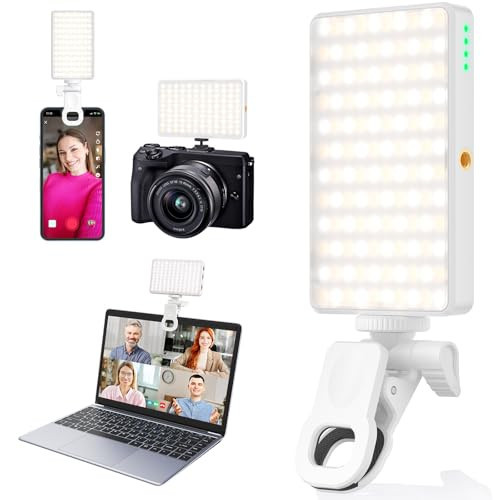 120 Led Selfie Light Rechargeable - Portable Cell Phone Light Up to 15 Hours with 3 Light Modes 10 Brightness, Lighting for Video Vlog, Camera, Tablet, Laptop, iPad, iPhone - White | Amazon (US)