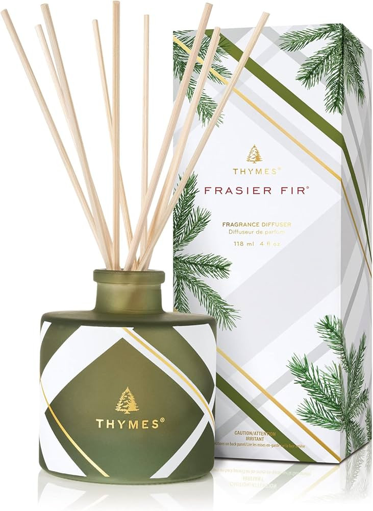Thymes Petite Frasier Fir Diffuser - Frosted Plaid Design - Home Fragrance Diffuser Set Includes ... | Amazon (US)