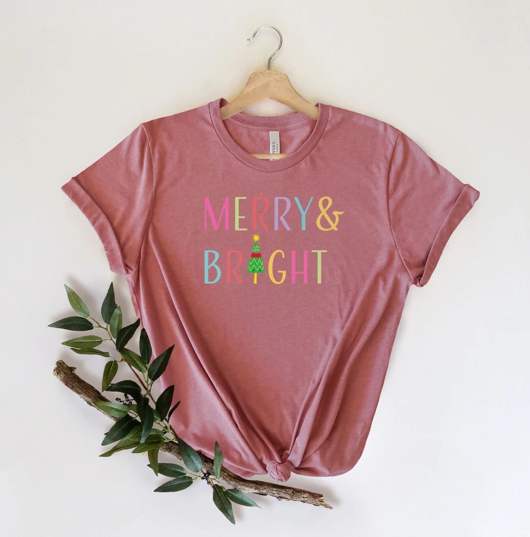 Merry and Bright Shirt Happy Christmas  Christmas Outfit - Etsy | Etsy (US)