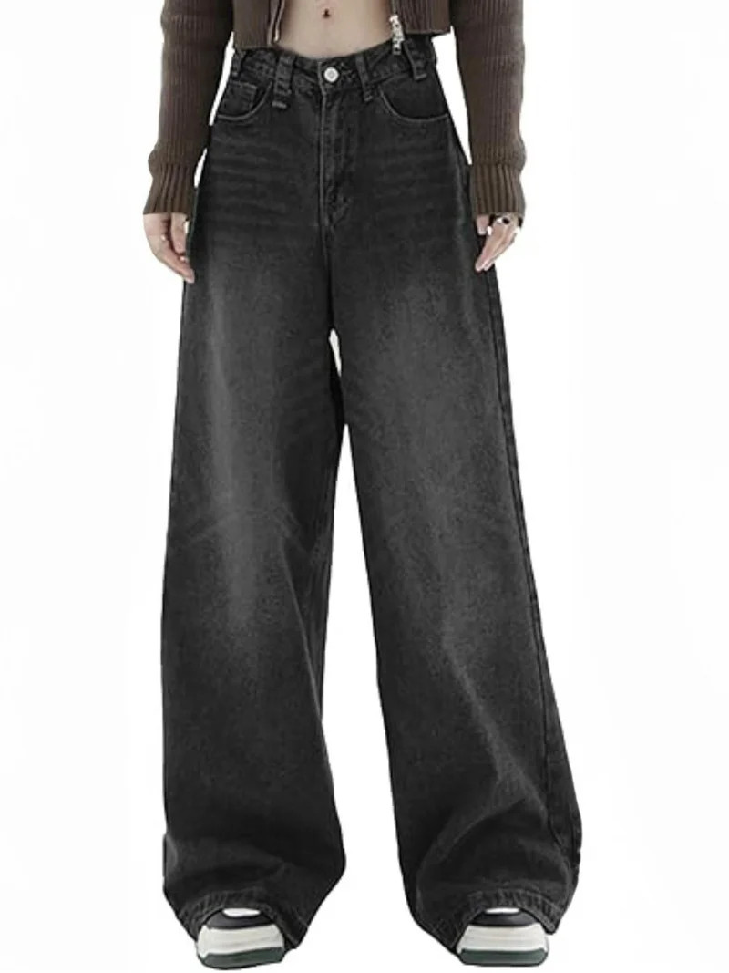 EMMIOL Wide Leg Jeans for Women Mid-Low Waist Baggy Boyfriend Jeans Y2K Vintage Denim Pants with ... | Walmart (US)
