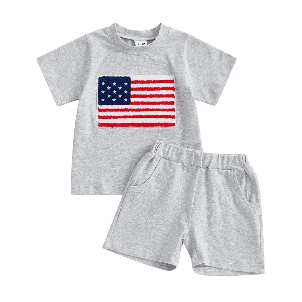 4th Of July Toddler Baby Boy Outfit American Flag T Shirt Top Shorts 2Pcs Set Kids Boys Summer Pa... | Amazon (US)
