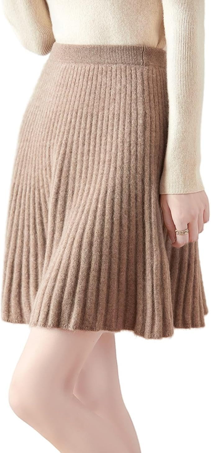 Short Skirt Women's Fall Winter 100% Merino Wool Knitted Skirt Girl's Ribbed Elastic Waist Skirts | Amazon (CA)