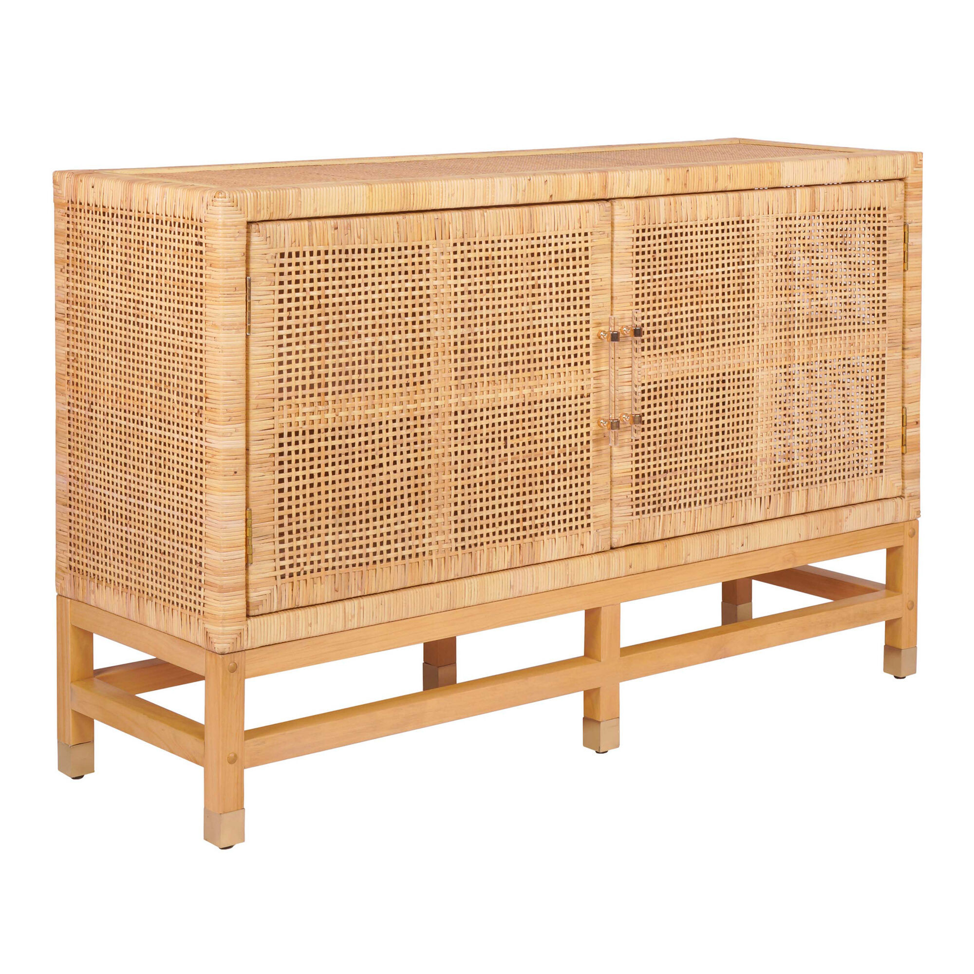 Emilion Mahogany Wood and Rattan Cane Buffet | World Market