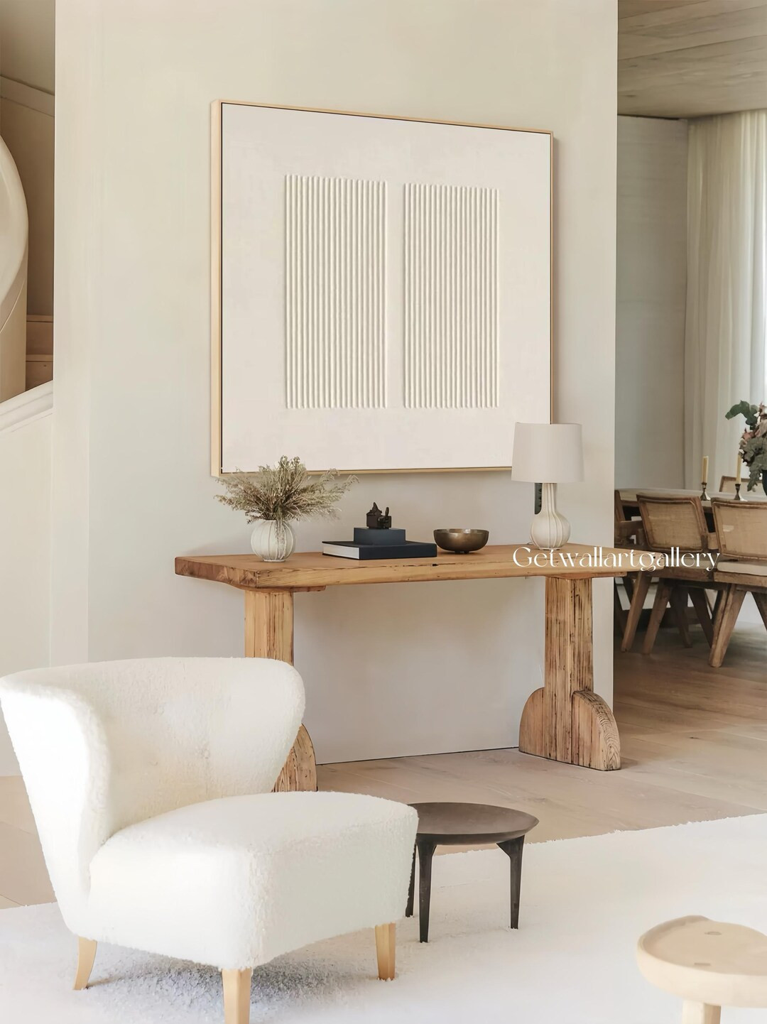 Beige 3D Texture Canvas Wall Art, Original Minimal Creamy Plaster Painting for Home Decor - Etsy ... | Etsy (US)