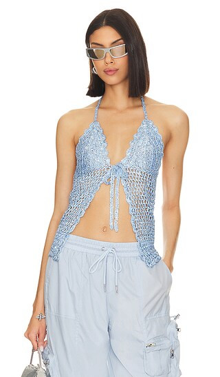 Arian Halter Tie Top in Periwinkle Blue | Revolve Clothing (Global)