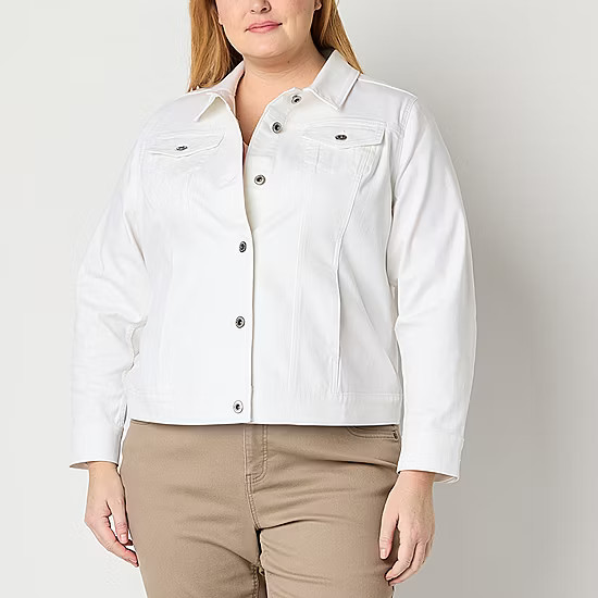 Liz Claiborne Midweight Denim Womens Plus Jacket | JCPenney
