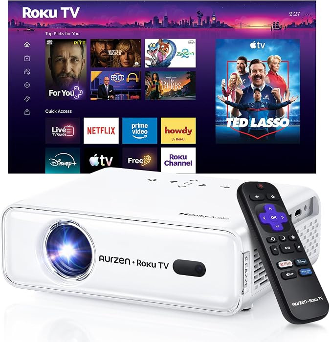 Aurzen Roku TV D1R Smart Portable Outdoor Projector with WiFi and Bluetooth | Amazon (US)