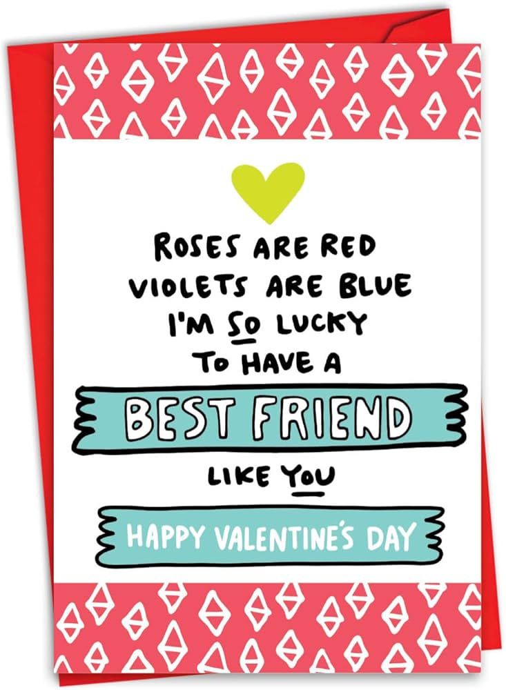 NobleWorks, Cute Valentine's Card with Envelope - Heartfelt Stationery Notecard for Valentines - ... | Amazon (US)
