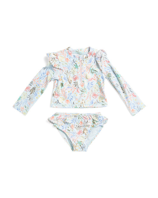Toddler Girls Two-piece Crab Printed Rashguard Swimsuit | TJ Maxx