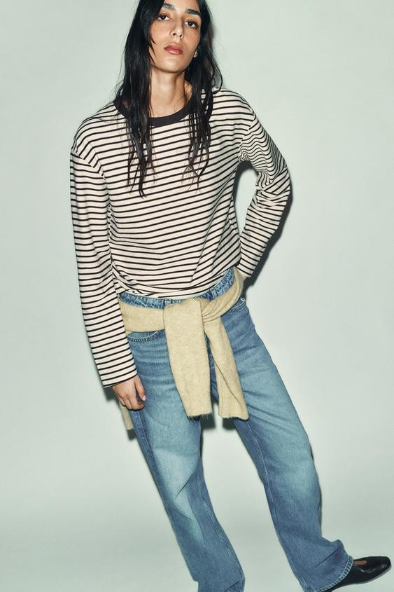 STRIPED LONG SLEEVE T-SHIRT | Zara US