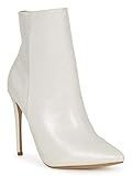 Alrisco Pointed Toe Stiletto Ankle Bootie 19935 - White Metallic (Size: 10) | Amazon (US)