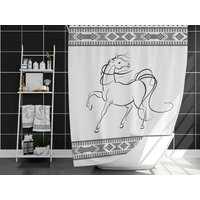 Western Shower Curtains, Southwestern Bathroom Décor, Boho Curtain, Horse Curtain | Etsy (US)