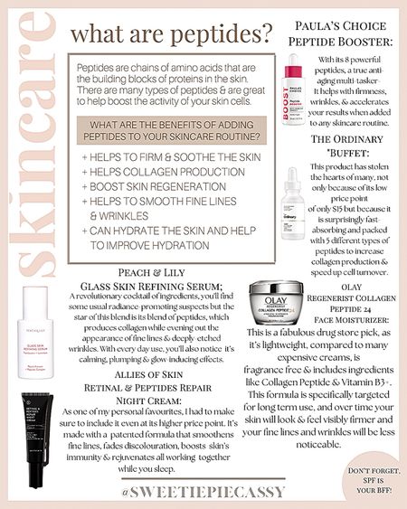 Skin Talk: Let’s Talk Peptides!

Here’s a breakdown of how Peptides are, why they’re important to the skin, how they work alongside other products & work with your skin type! Make sure to check out my ‘Skin Talk’ collection for more info & my skincare faves!💫

#LTKfindsunder100 #LTKbeauty #LTKxSephora