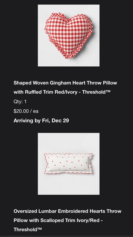 Ordered these cute heart pillows from Target! They’re only $20 and would be perfect for Valentine’s Day but really I’ll be keeping them out yearround! 

#LTKSeasonal #LTKhome