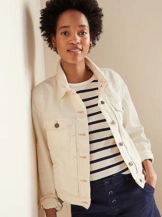 Cropped Off-White Jean Jacket for Women | Old Navy (US)