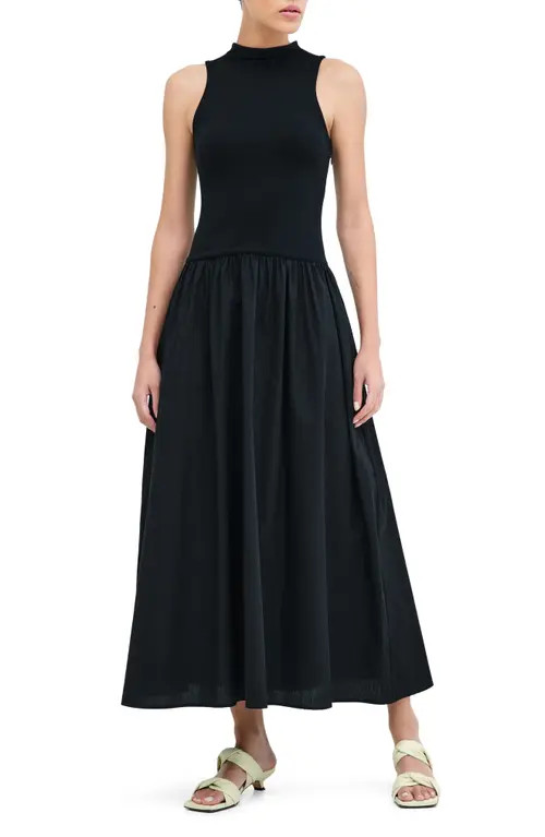 Marcella Montrose Mixed Media Maxi Dress in Black at Nordstrom, Size X-Small | Nordstrom