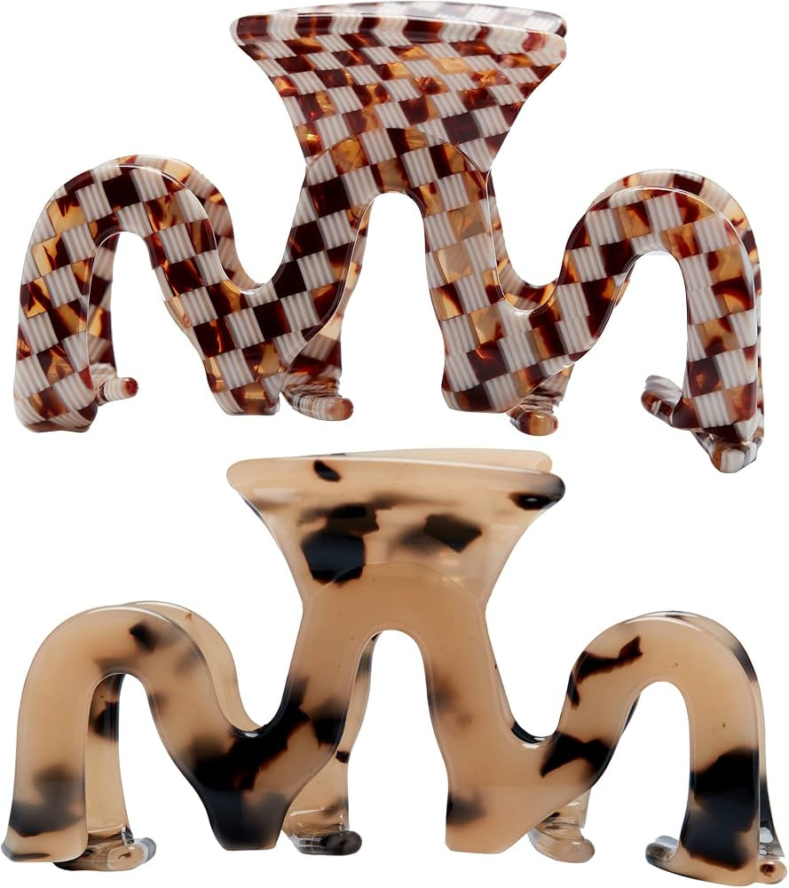 Large Tortoise Shell Claw Clip 3.5 Inch Cellulose Acetate Hair Claw Clips Checkered Hair Claw Cli... | Amazon (US)