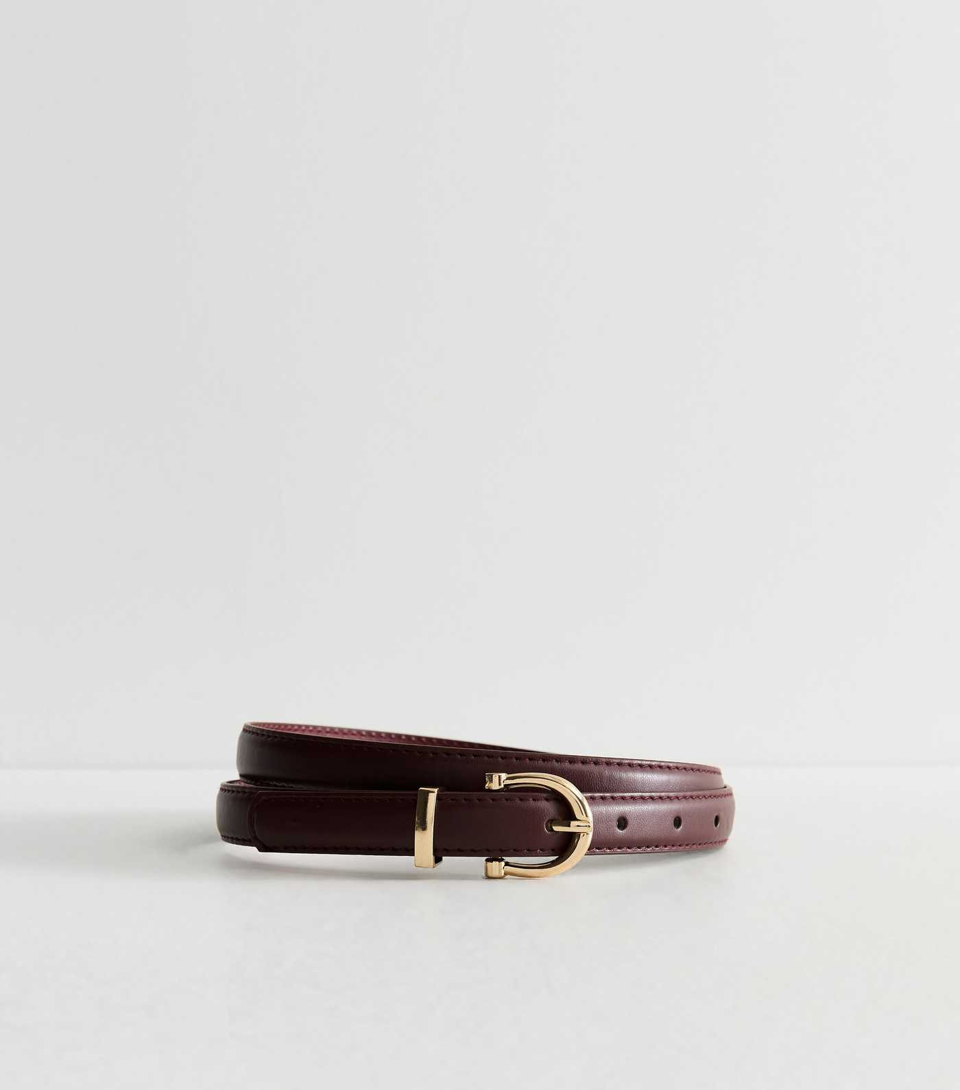 Dark Burgundy Faux Leather Skinny Belt | New Look | New Look (UK)