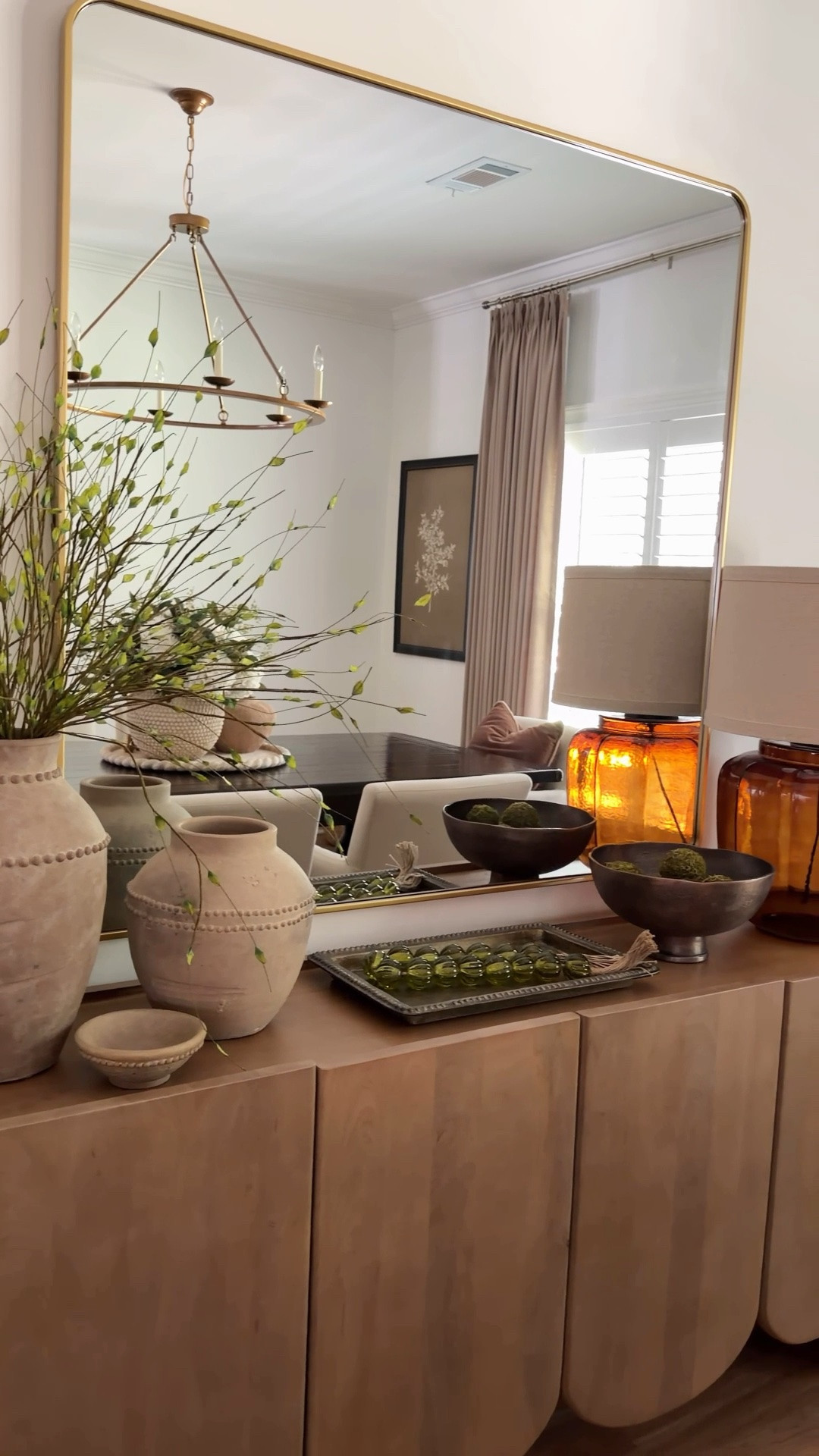 One of my favorite sideboard looks to date! I layered some of my most-loved pieces to create a look that feels collected, warm, and inviting. The mix of textures, greenery, and unique decorative accents gives this space so much character while still feeling timeless. I love styling a sideboard because it’s the perfect place to showcase pieces that make your home feel personal and tell your story.