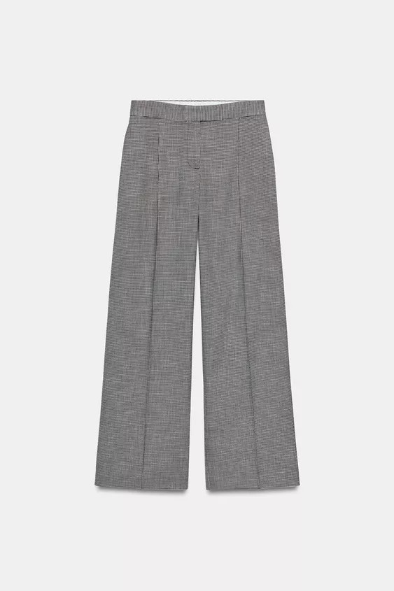 WIDE-LEG HOUNDSTOOTH TROUSERS | Zara UK