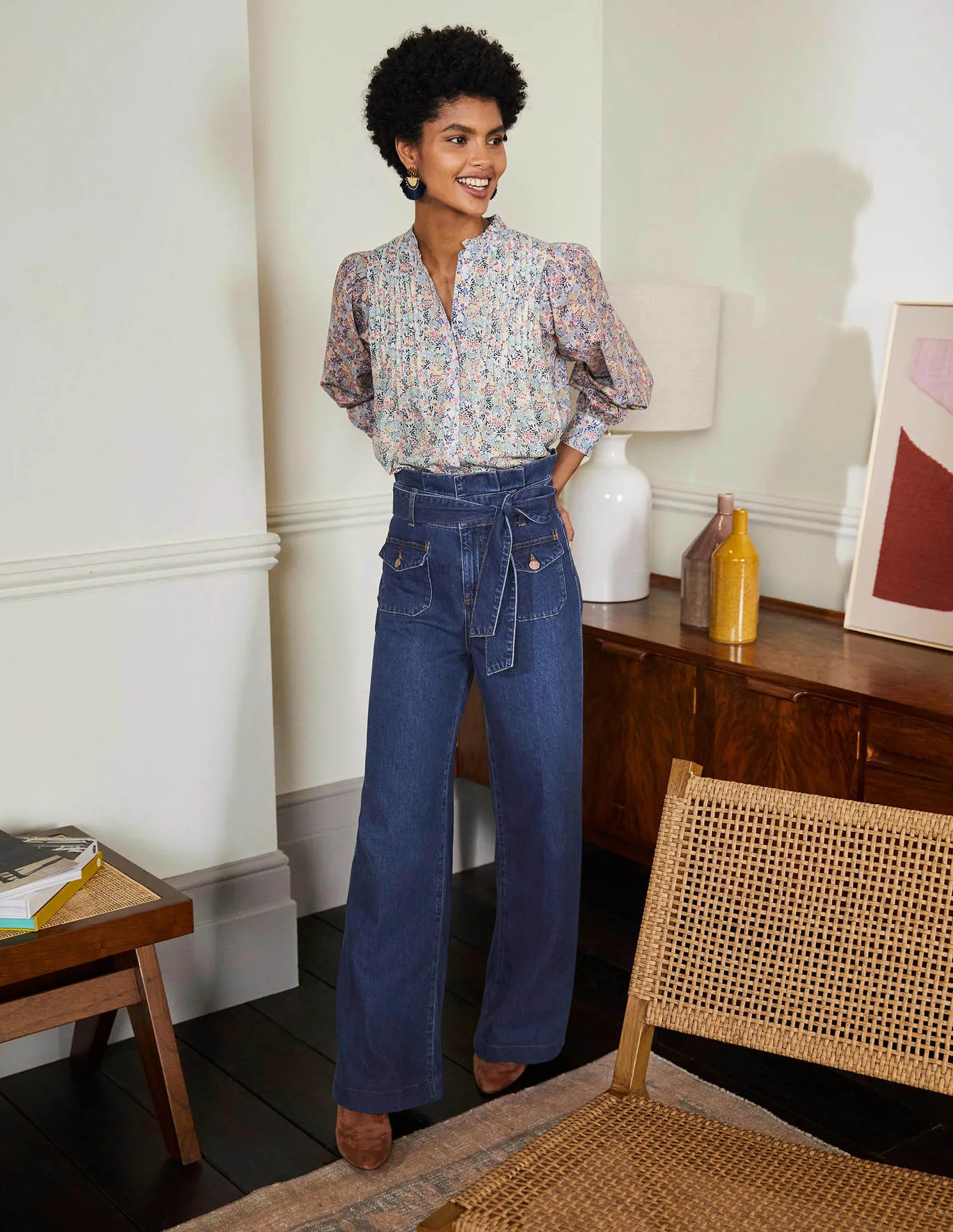 Paperbag Wide Leg Jeans - Mid Vintage | Boden US | Boden (US)