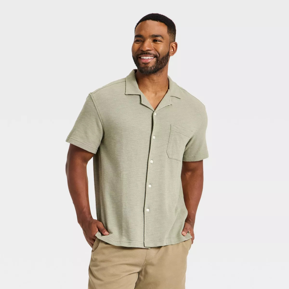 Men's Short Sleeve Knit Camp Shirt - Goodfellow & Co™ Tan XL | Target