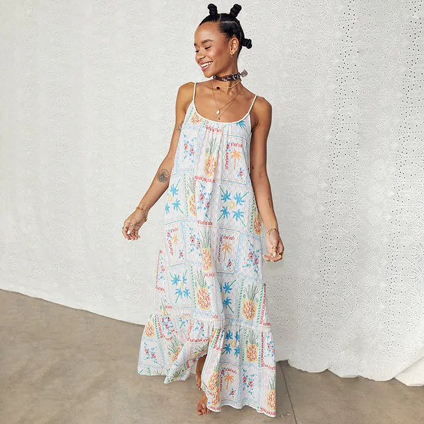 White Island Cross Stitch Maxi Dress | Never Fully Dressed US