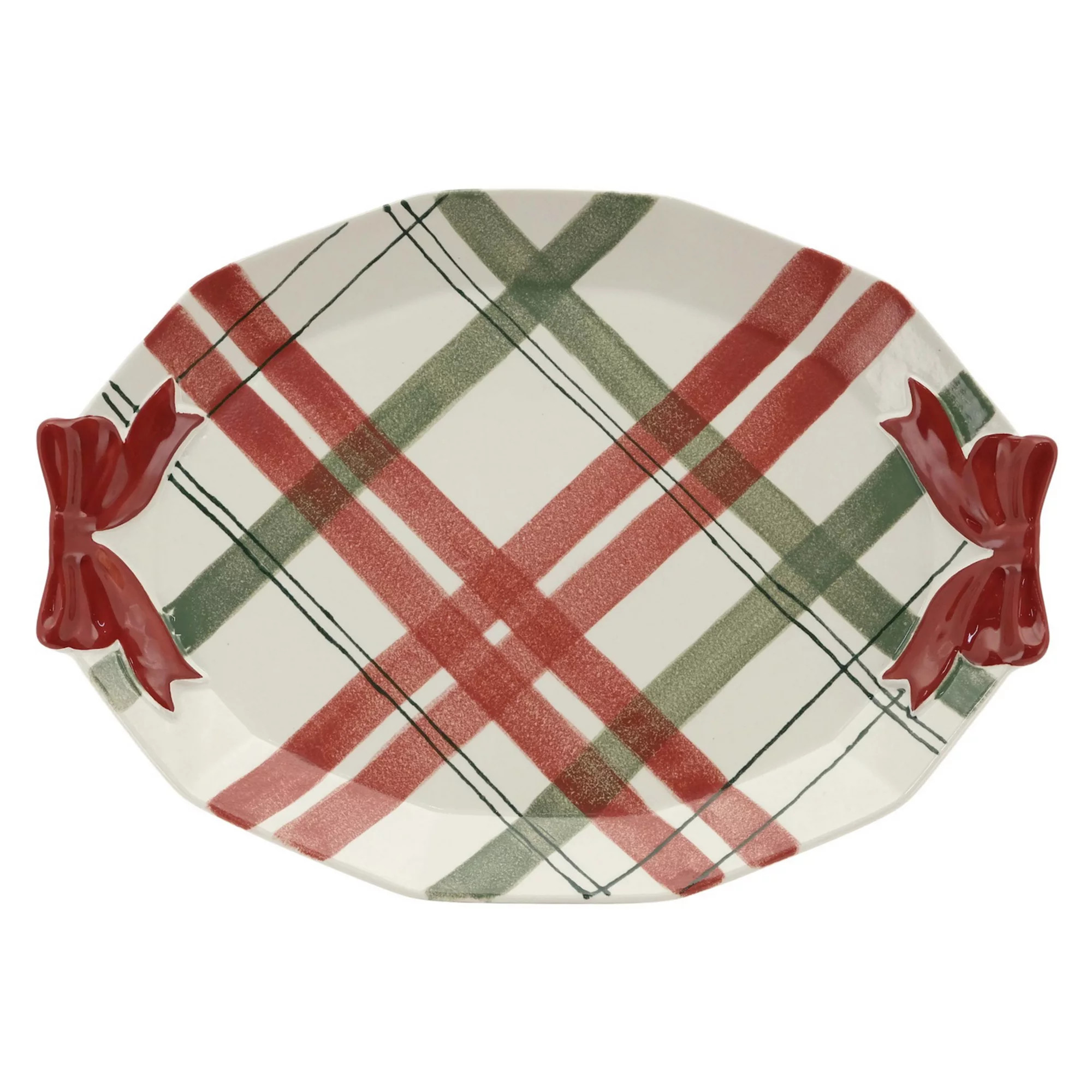 St. Nicholas Square® Holiday Plaid & Bow Large Serving Platter | Kohl's