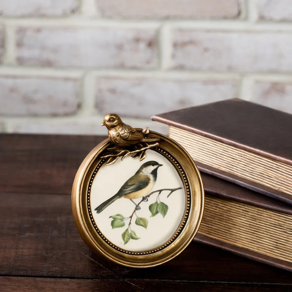 3.5 "  Antiqued Gold Bird Photo Frame | River Chic Designs