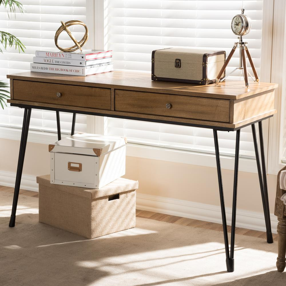 Baxton Studio Toma Brown Desk 28862-7571-HD - The Home Depot | The Home Depot