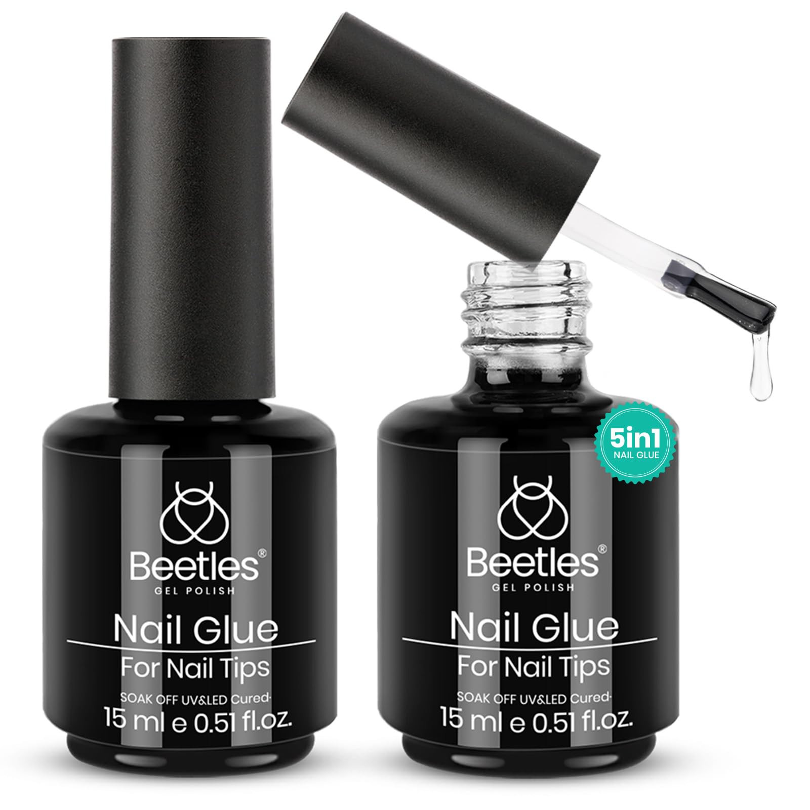 beetles Gel Polish 5 In 1 Nail Glue Kit for Acrylic Nails,2 Pcs 15ml Super Strong Brush in Nail G... | Amazon (US)