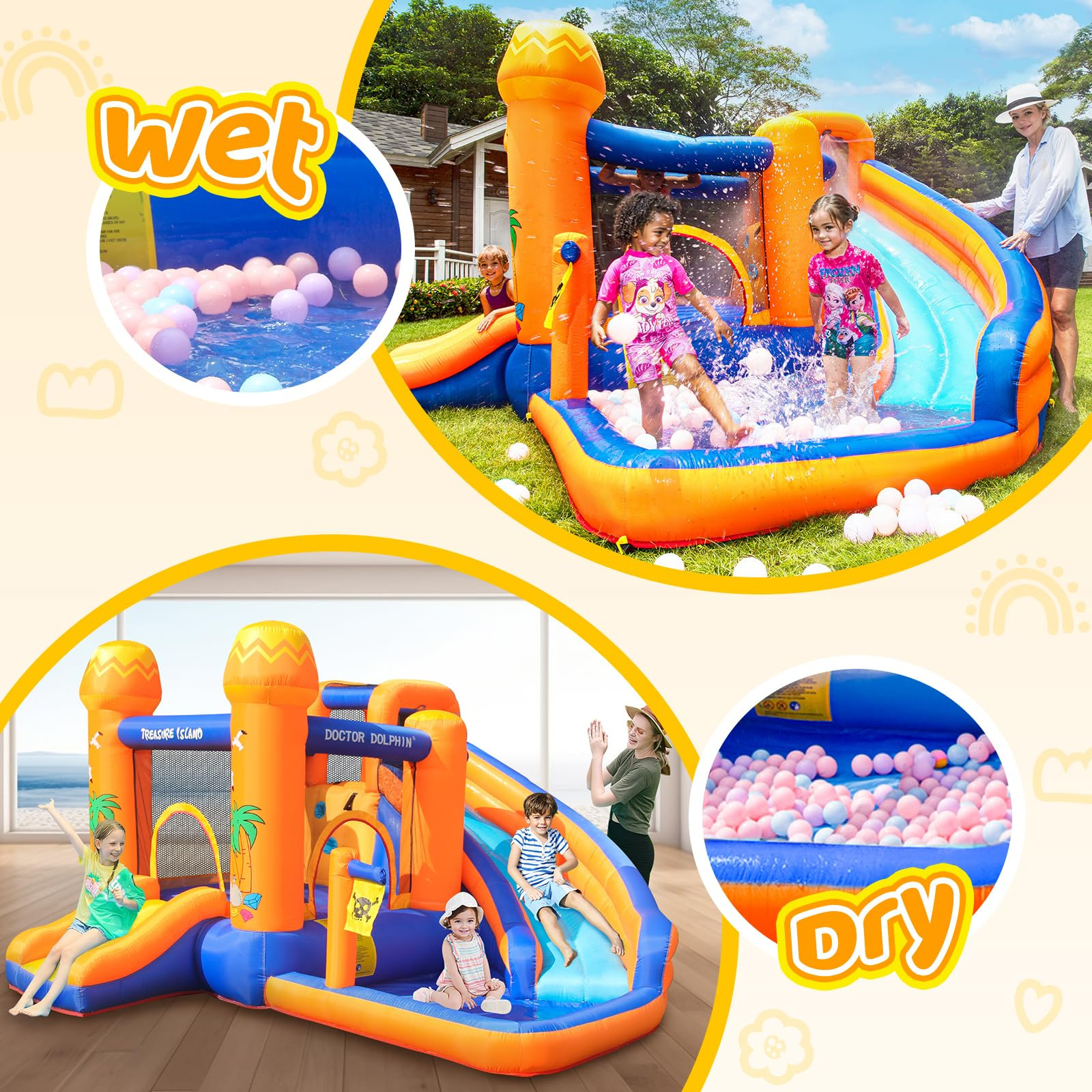 Doctor Dolphin Inflatable Water Slide, Water Bounce House for Big Kids，Water Slides for Kids Ba... | Amazon (US)