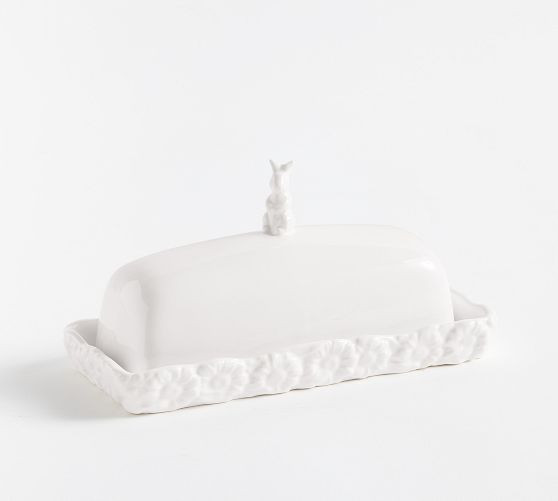 Floral Bunny Stoneware Butter Dish | Pottery Barn (US)