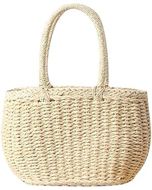 Straw Bags for Women, Hand-woven Straw Small Hobo Bag Round Handle Ring Tote Retro Summer Beach R... | Amazon (US)