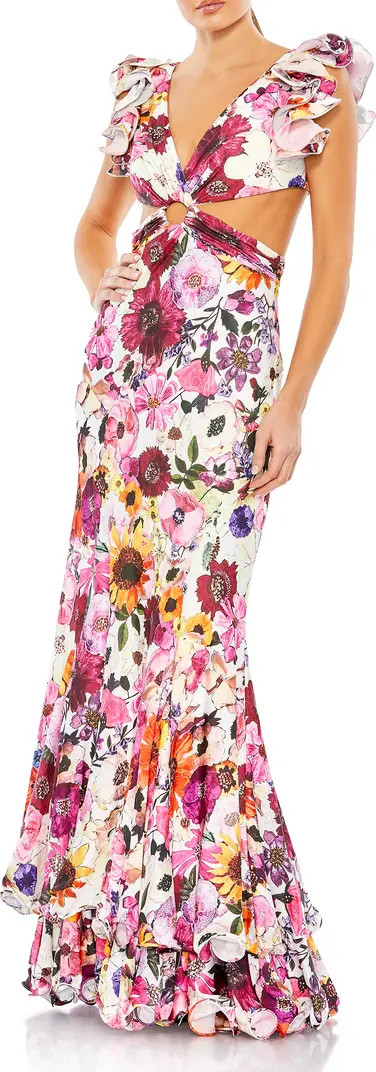 Mac Duggal Ruffle Floral Cutout Ballgown | Nordstrom | Nordstrom