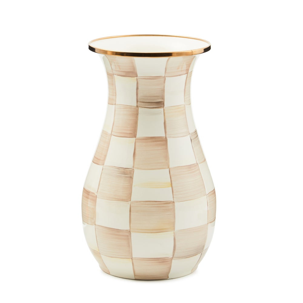 Mocha Check Tall Vase | MacKenzie-Childs