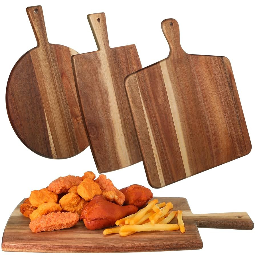 Zhehao 3 Pcs Acacia Wood Cutting Board Set with Handle for Charcuterie Cheese Chopping Serving Bo... | Amazon (US)